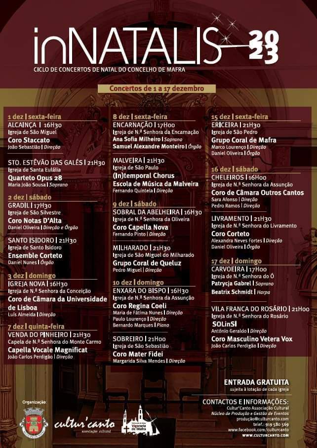 Ciclo de Concertos de Natal em Alcainça e Malveira